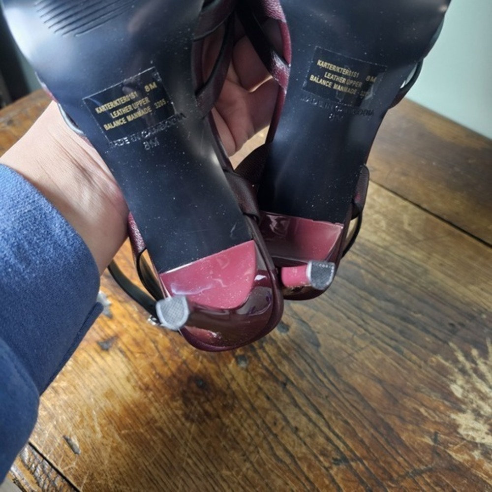 Steve Madden Karter Ankle Strap Sandals Women's Size 8M Wine Leather - Picture 7 of 9